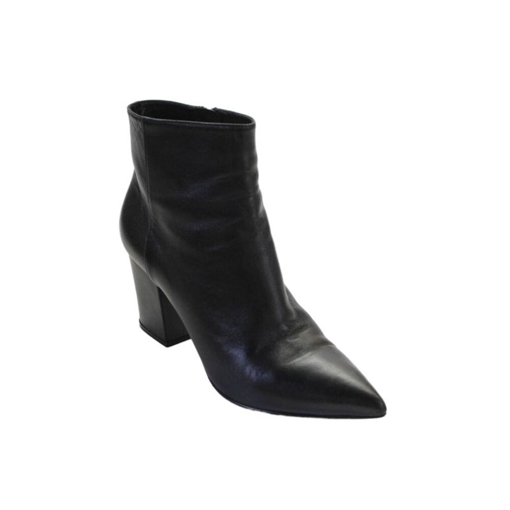 Sergio Rossi Womens Leather Pointed Toe Zip Up Ankle Boots Black Size 38. 8.5